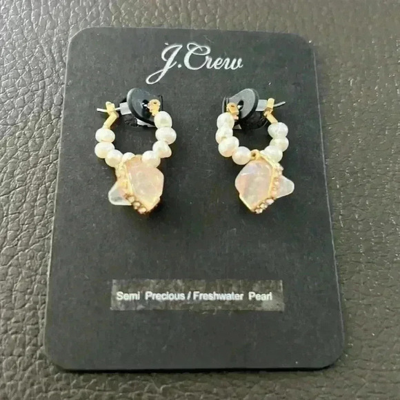 J Crew Fresh Water Quartz Hoop Earrings - Picture 1 of 3